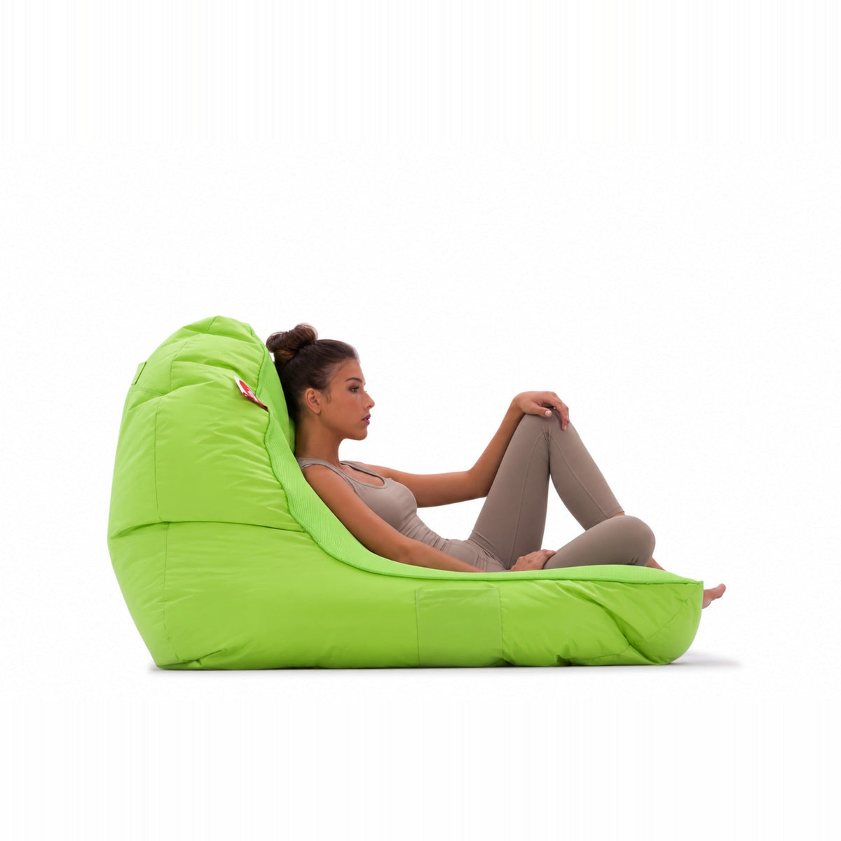 Side view of the PIMP Coolio Wild Lime lounger with soft AirMesh seating